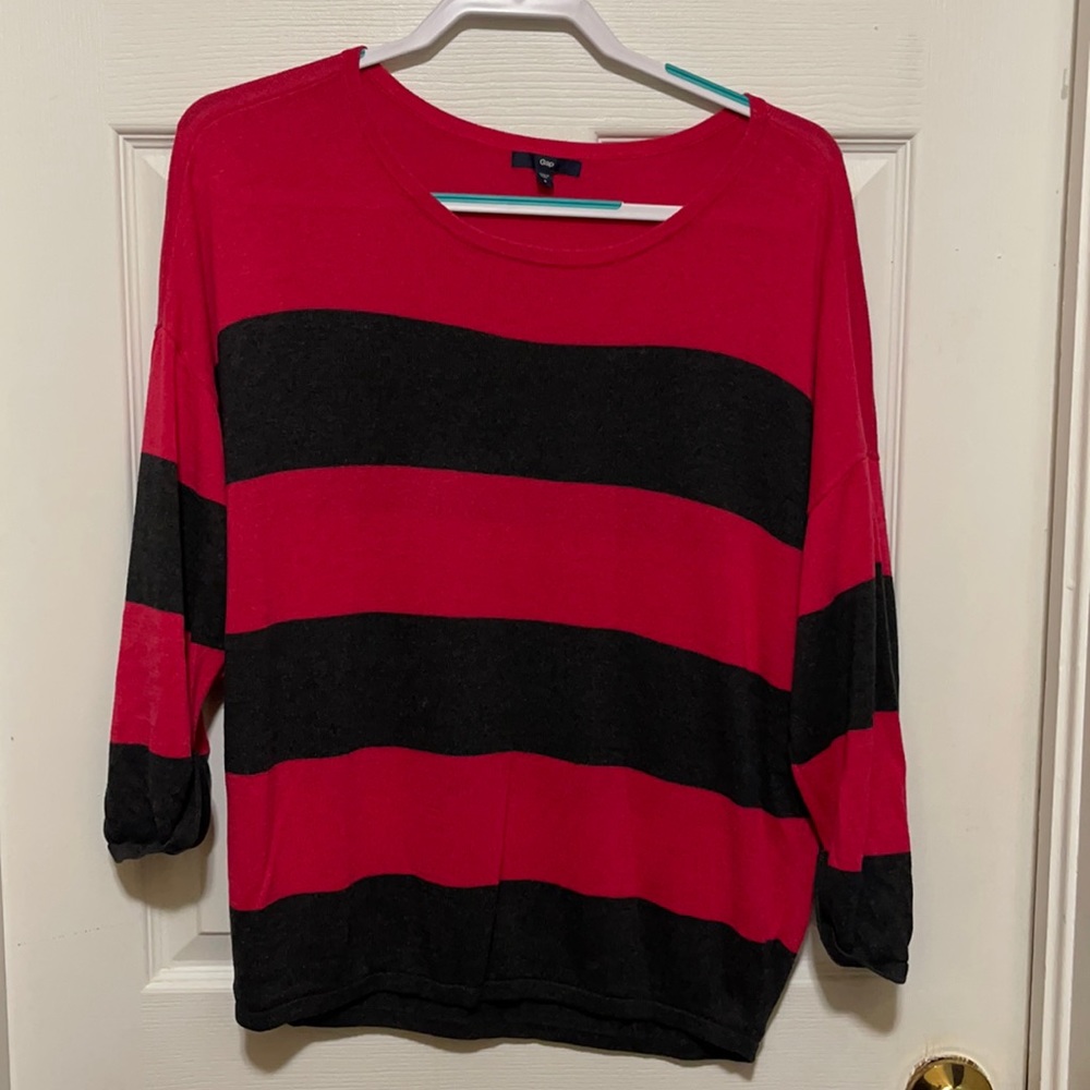 Gap Pink and Black Stripe Sweater